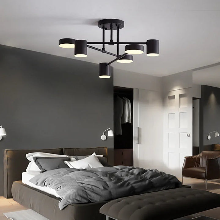 Moderne woonkamerplafondlamp 6 lichtpunten verstelbaar ontwerp