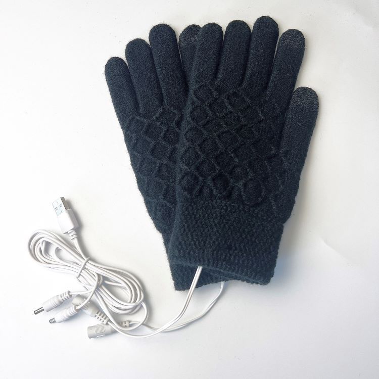 Gebreide USB-handschoenen met klep, verwarmd aan twee kanten
