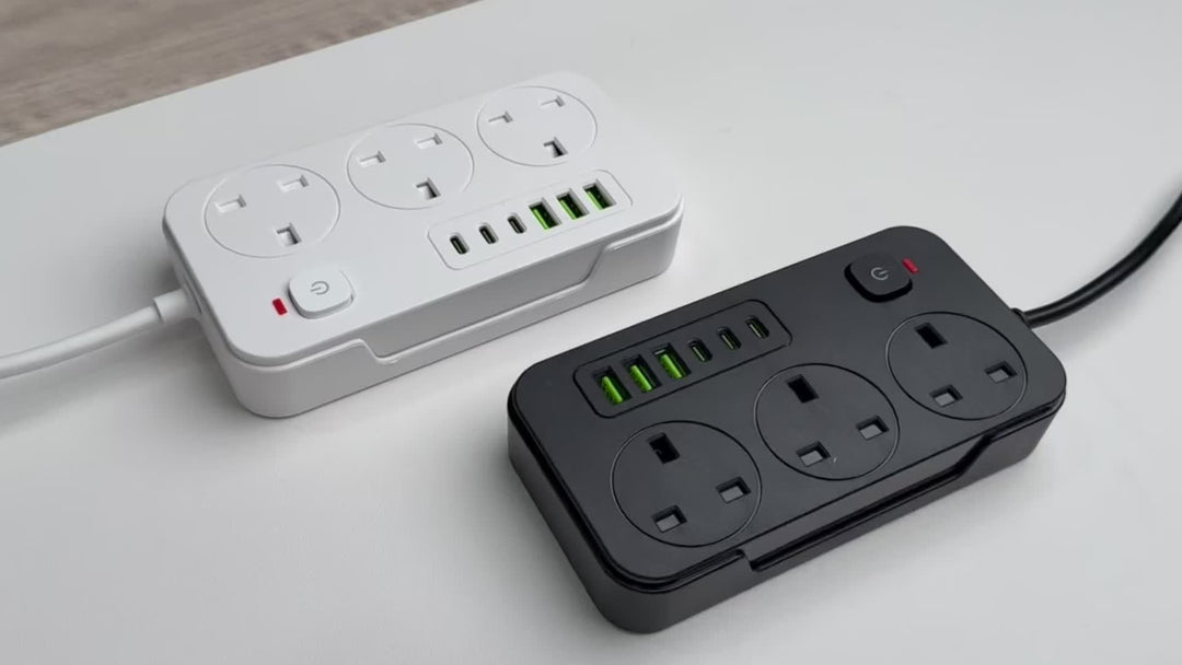 Stekkerdoos met 3 stopcontacten, 6 USB-poorten en 2 m verlengsnoer – 13A (UK)