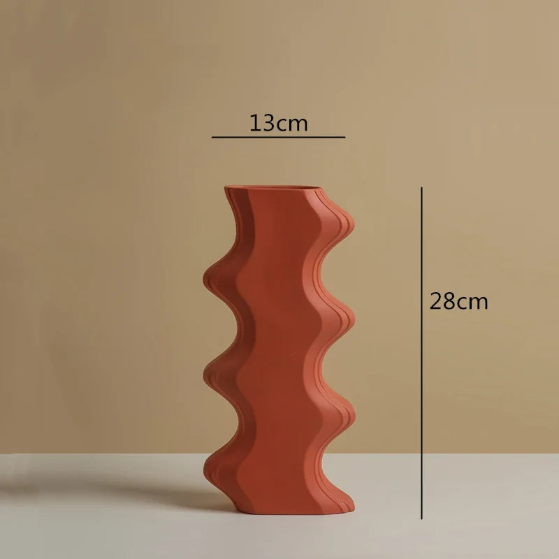 ModernVibe - Geometrische Keramische Bloemenvaas Voor Stijlvolle Woondecoratie
