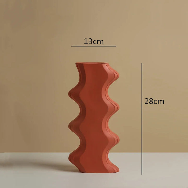ModernVibe - Geometrische Keramische Bloemenvaas Voor Stijlvolle Woondecoratie