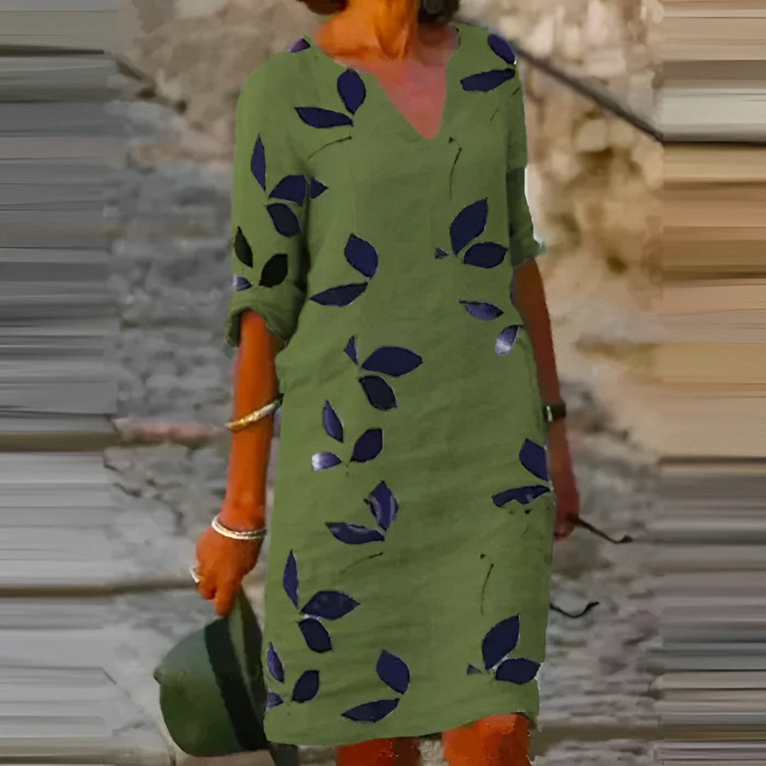 Trendy Zomerjurk met Bladprint – Liora