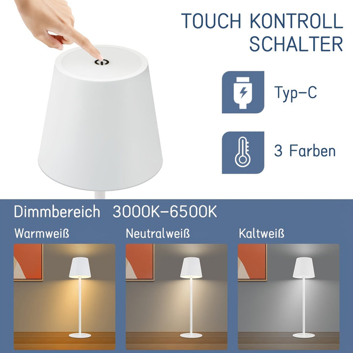 Draagbare oplaadbare LED-tafellamp met touchbediening