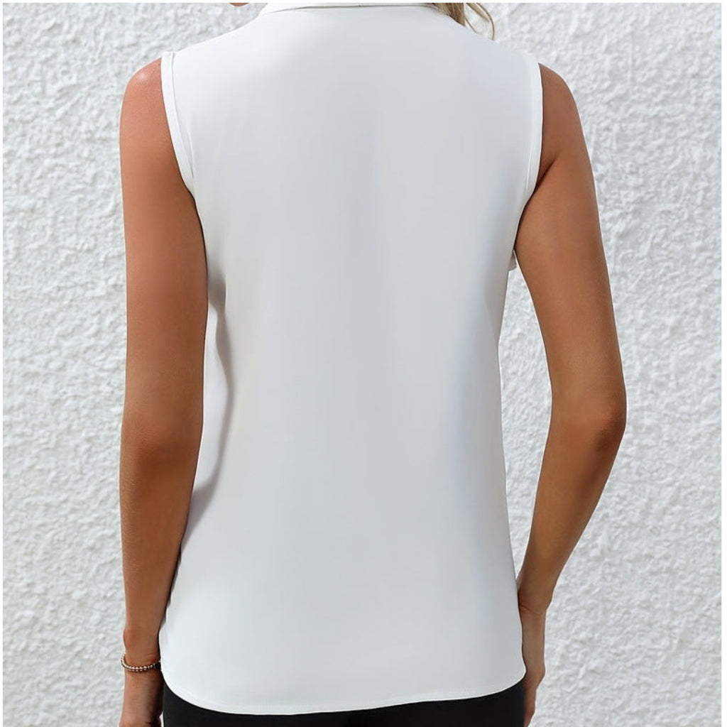 Summer V-Neck Shirt Solid Color Casual Office Daily Sleeveless Shirt Lightweight Women's Top Clothing