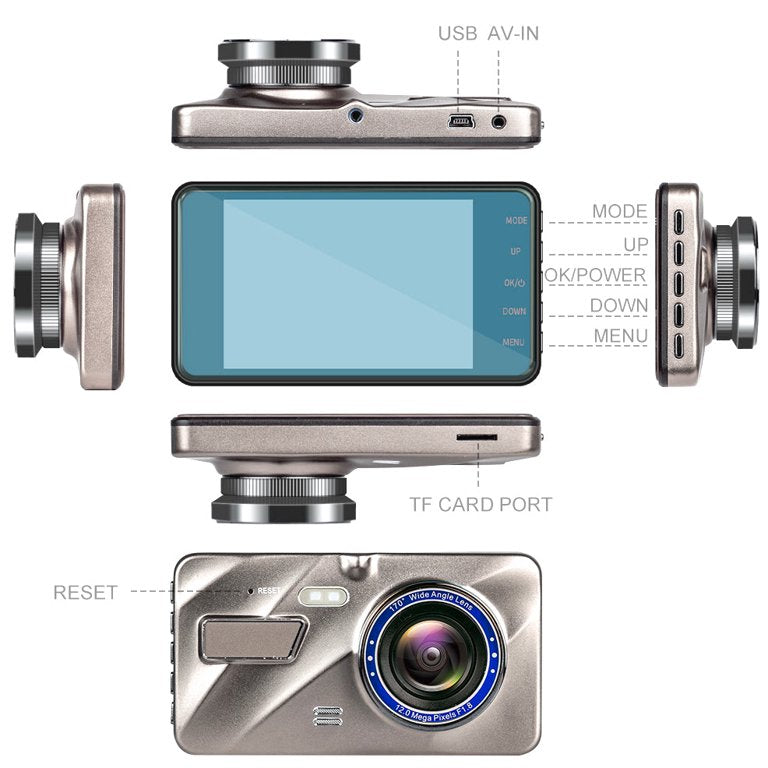 Draadloze Dashcam met Voor & Achtercamera en Nachtzicht