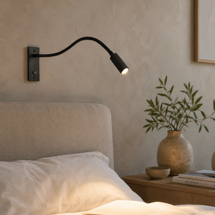 Flexibele zwanenhals-wandlamp – verstelbare moderne leeslamp voor bed en bank