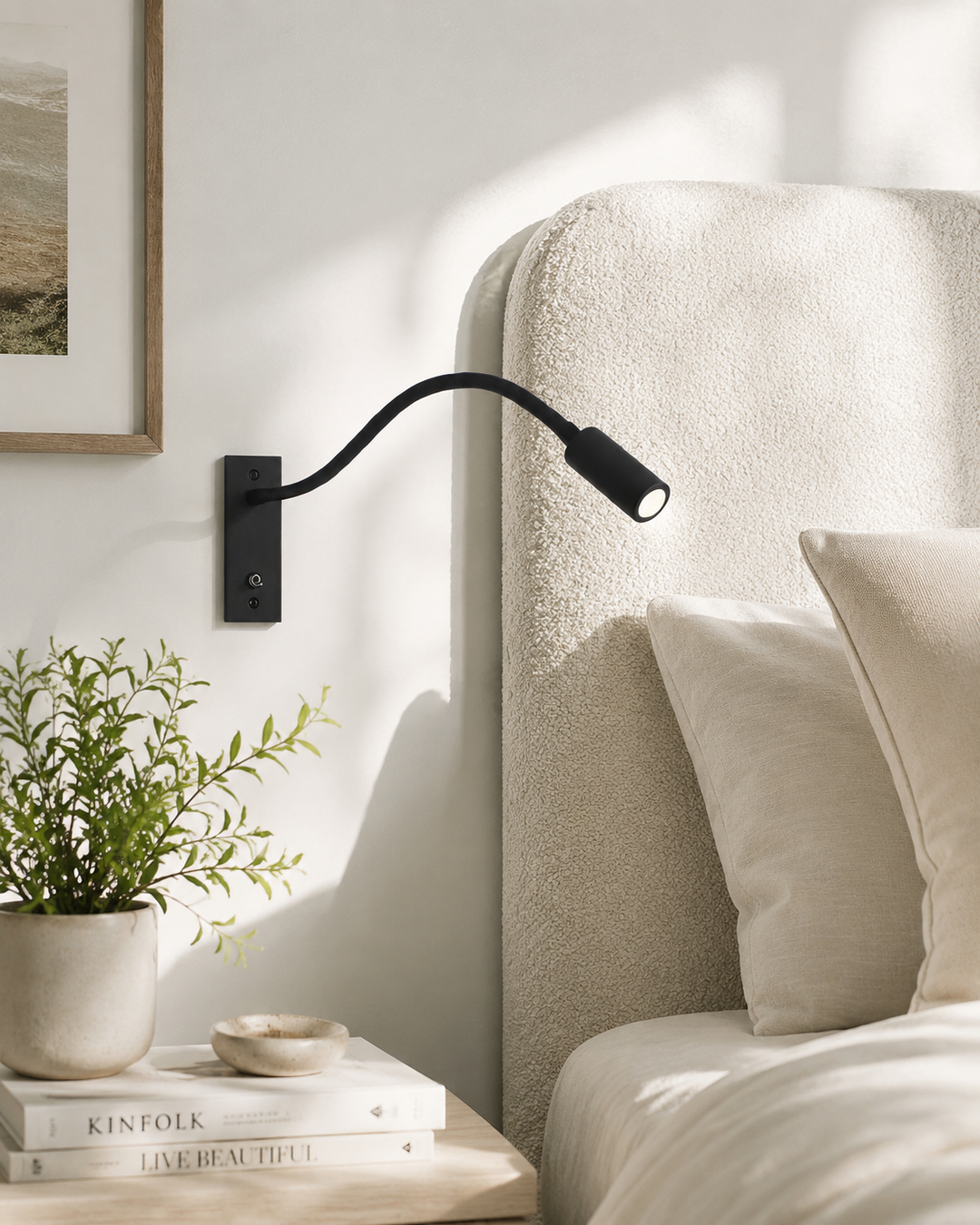 Flexibele zwanenhals-wandlamp – verstelbare moderne leeslamp voor bed en bank