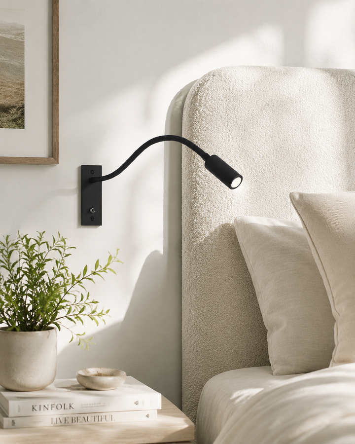 Flexibele zwanenhals-wandlamp – verstelbare moderne leeslamp voor bed en bank