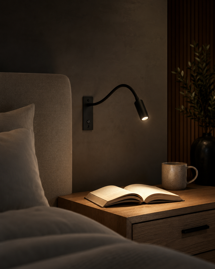 Flexibele zwanenhals-wandlamp – verstelbare moderne leeslamp voor bed en bank