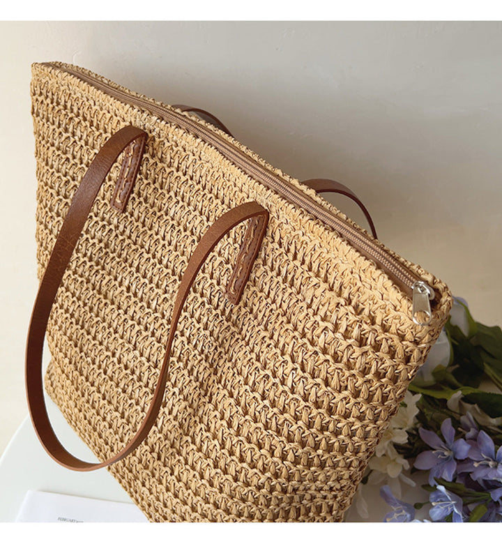 Gevlochten Mandtas met Leren Hengsels – SummerBreeze Tas