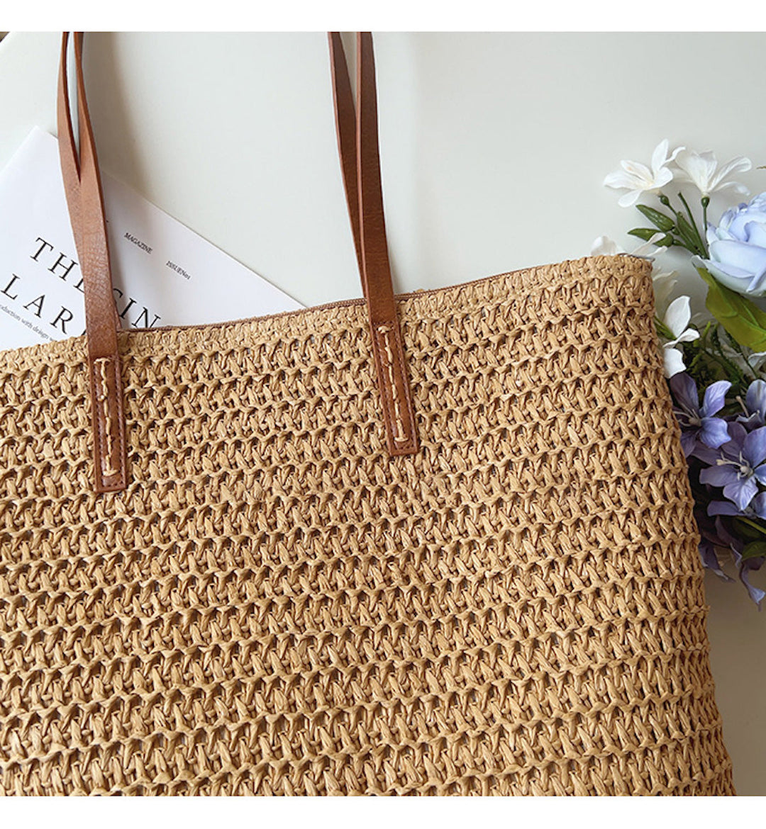 Gevlochten Mandtas met Leren Hengsels – SummerBreeze Tas