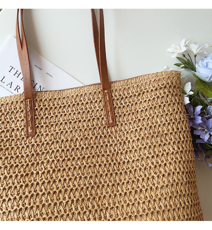 Gevlochten Mandtas met Leren Hengsels – SummerBreeze Tas