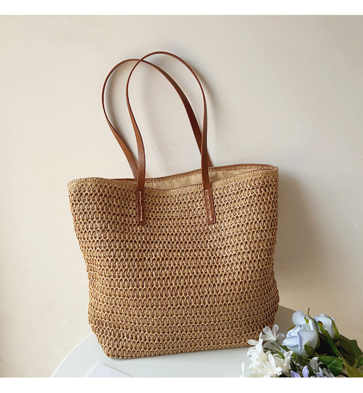 Gevlochten Mandtas met Leren Hengsels – SummerBreeze Tas