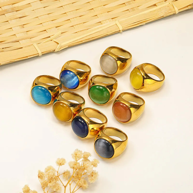 Grote Kattenoog Edelsteen Ring – Liora