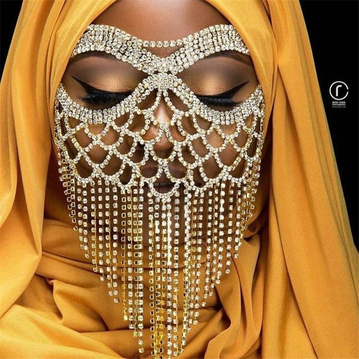 Glanzend sluiermasker | Gezichtssieraad voor maskerade