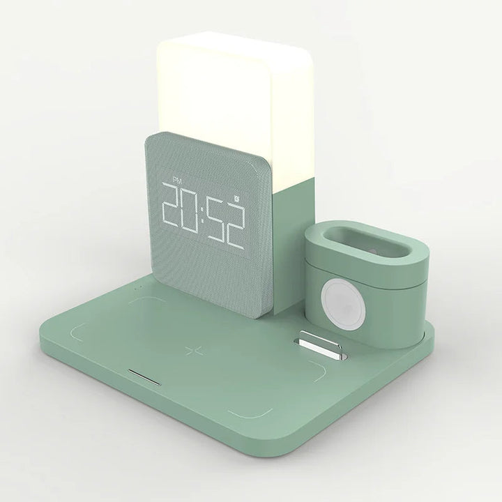 Multifunctioneel Draadloos Oplaadstation – Inclusief Lamp en Wekker