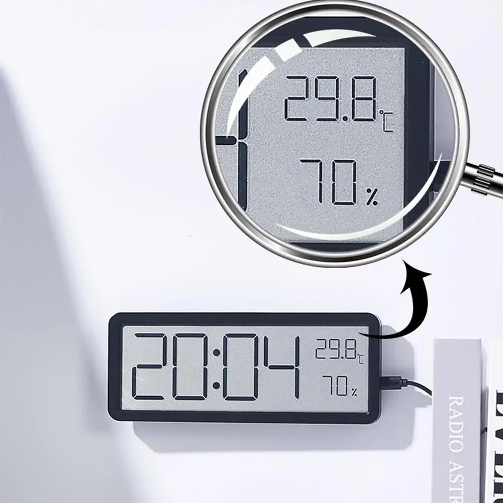 Grote digitale wandklok - LED met temperatuur