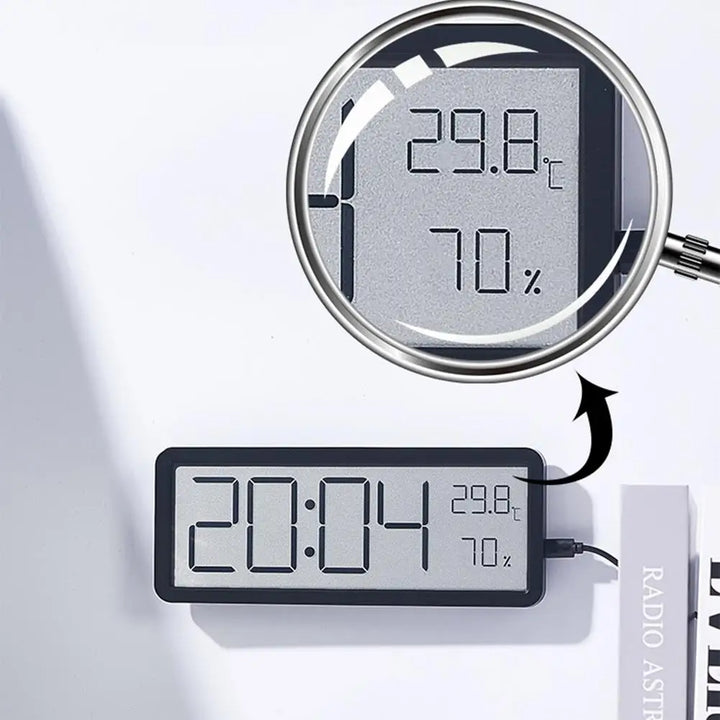 Grote digitale wandklok - LED met temperatuur