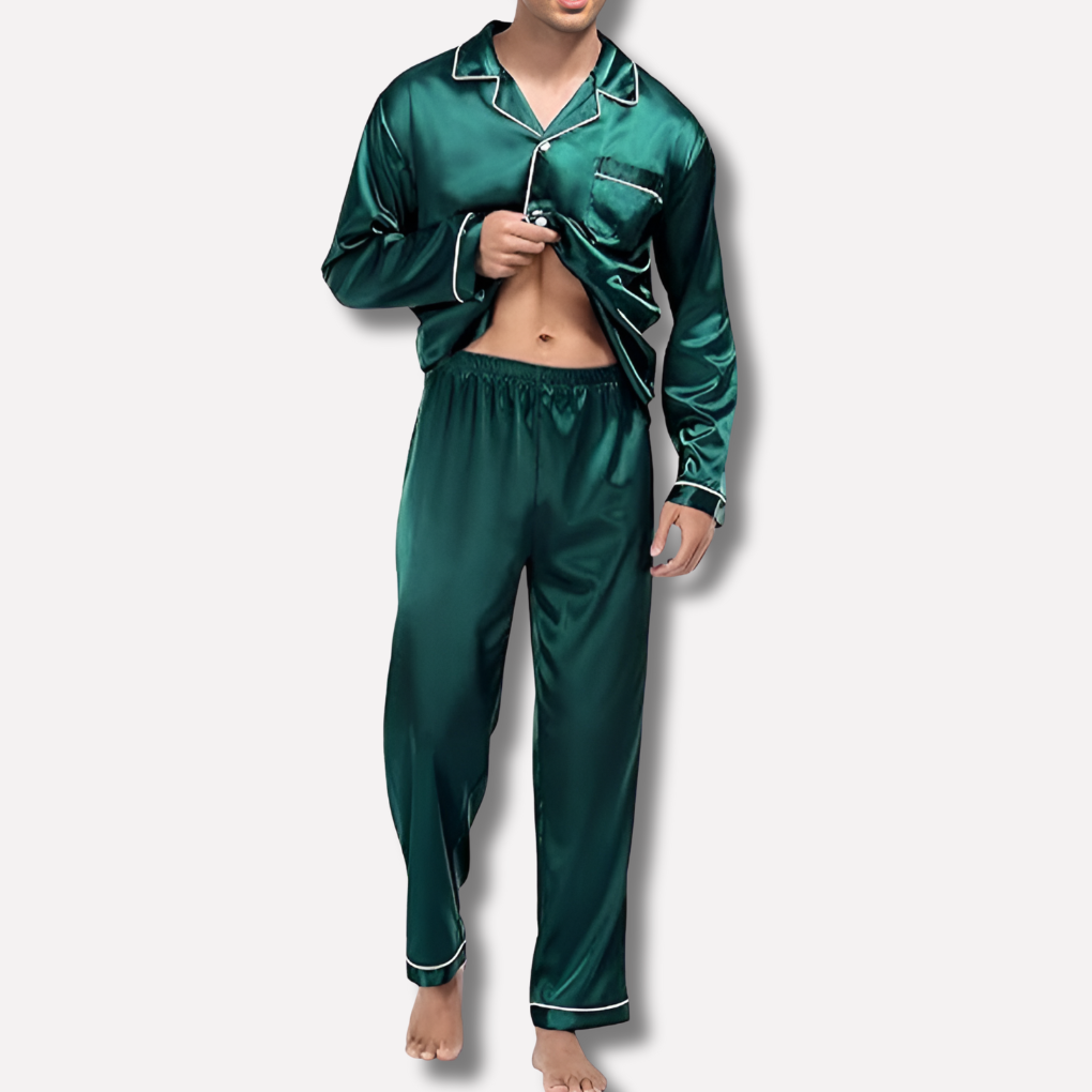 Satijnen-zijde pyjamaset voor heren