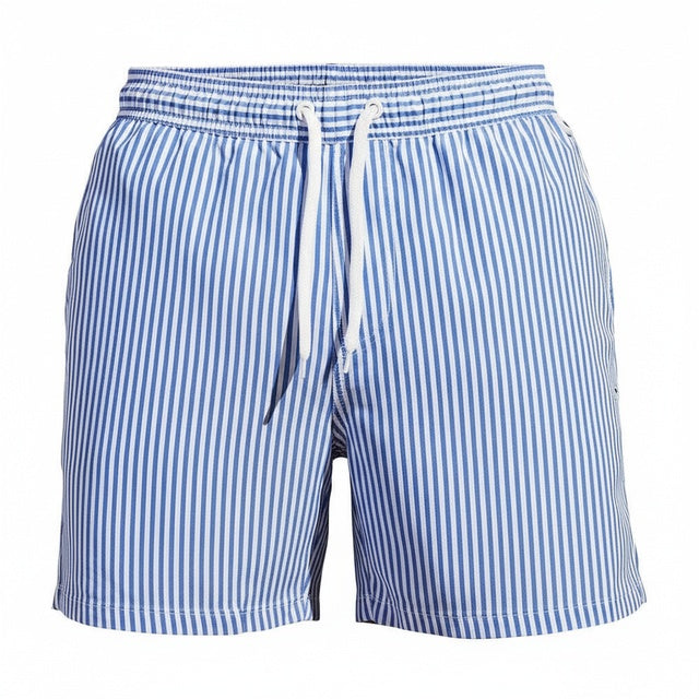 Gestreepte zwemshort voor heren met trekkoord in de taille