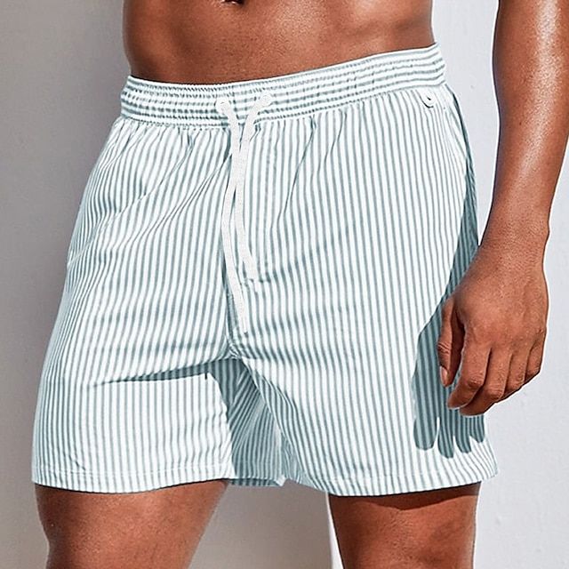 Gestreepte zwemshort voor heren met trekkoord in de taille