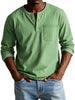 Henley-shirt voor heren met lange mouwen, knoopsluiting en borstzak