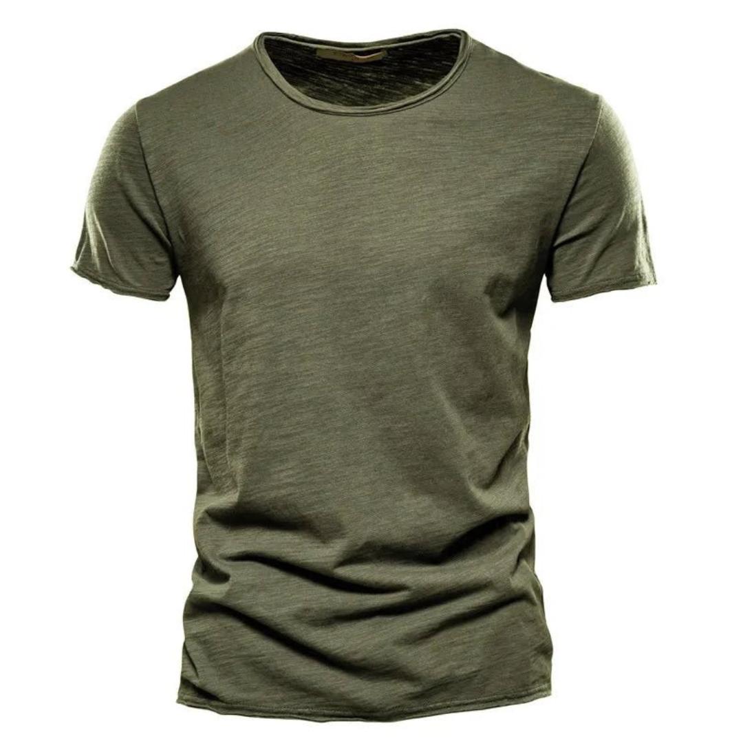 Heren-T-shirt met ronde hals en slubgaren-structuur