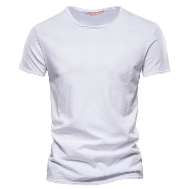 Heren-T-shirt met ronde hals en slubgaren-structuur