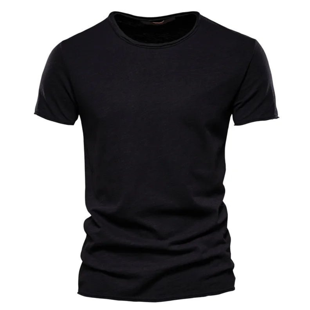 Heren-T-shirt met ronde hals en slubgaren-structuur
