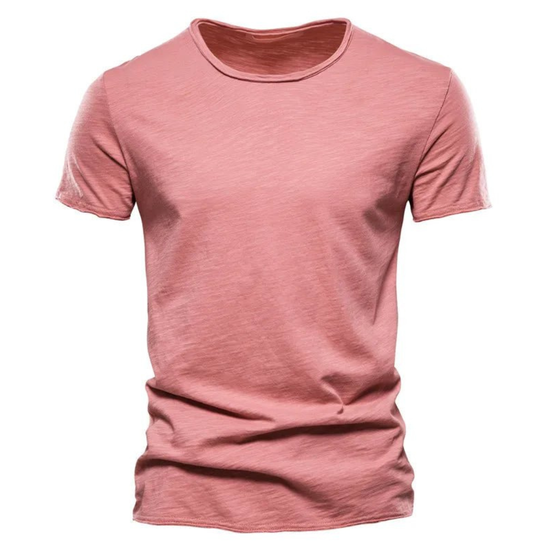 Heren-T-shirt met ronde hals en slubgaren-structuur