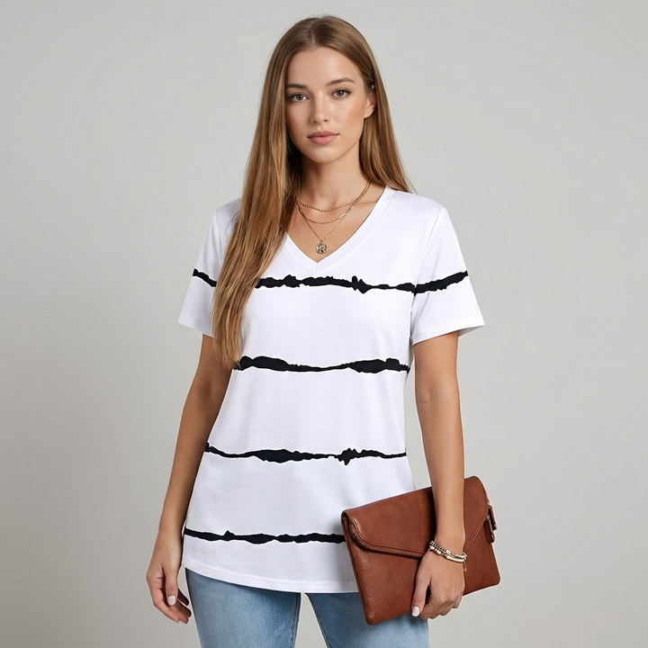 Vrouwen V‑Hals Korte Mouwen Top