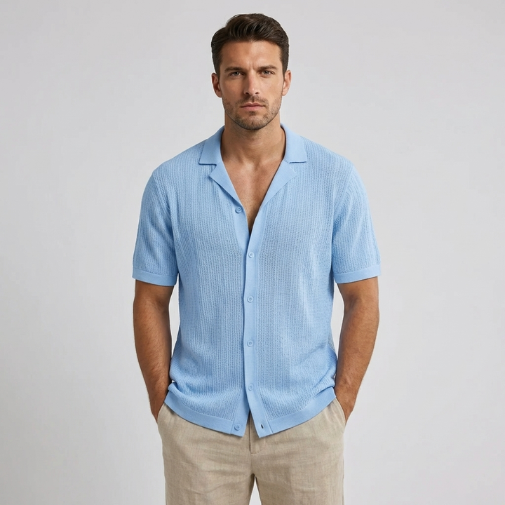 Brixon Korte Mouwen Gehaakt Casual Shirt