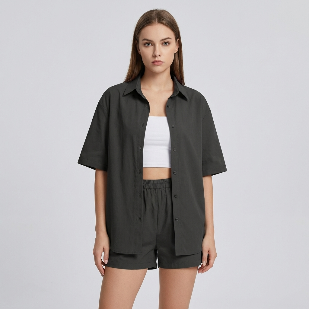 Knopen-Up Shirt & Shorts Set