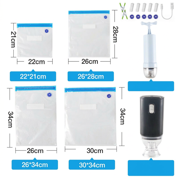 Set van 10 Herbruikbare Vacuüm Sealer Zakken