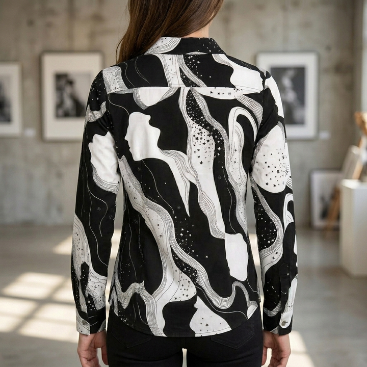 Blouse met V-hals en print