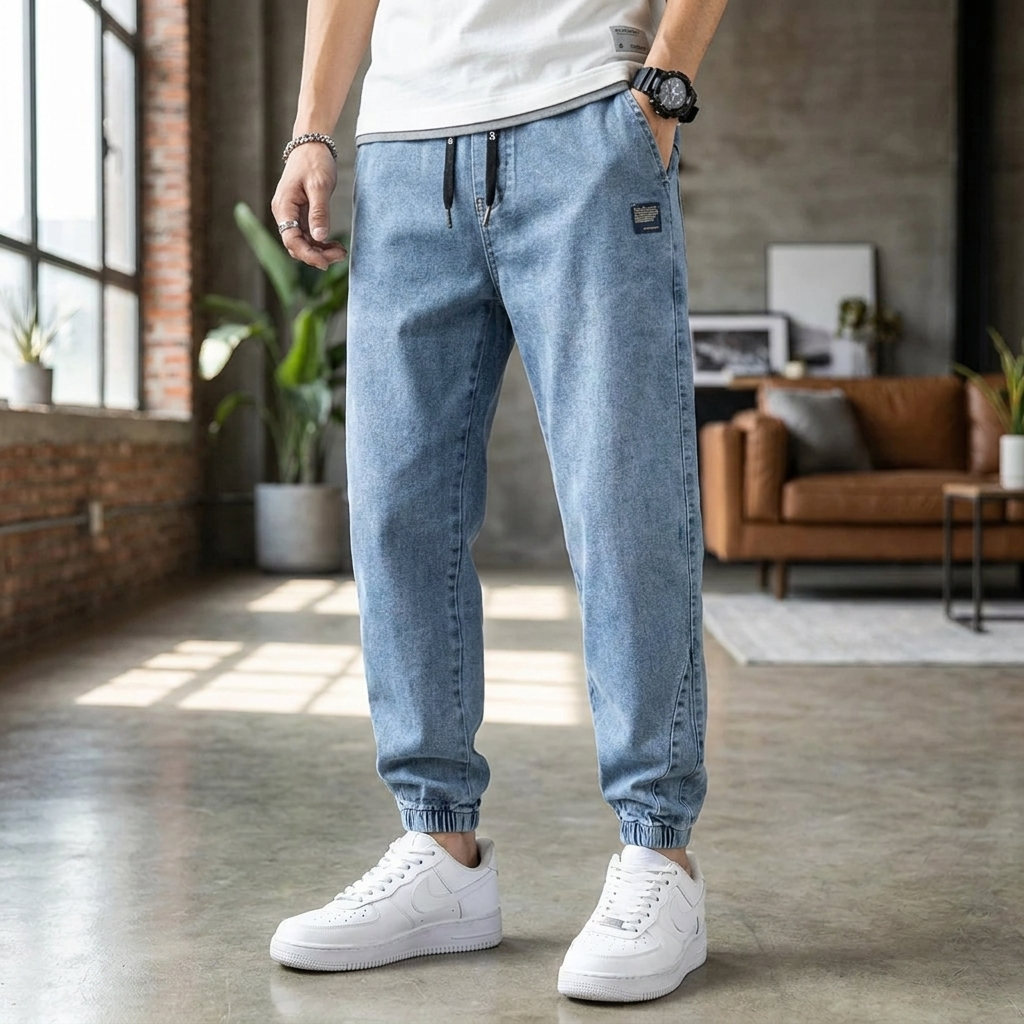 Heren Denim Joggingbroek