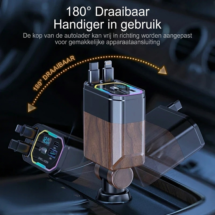 120W 4-in-1 Opvouwbare Auto Oplader