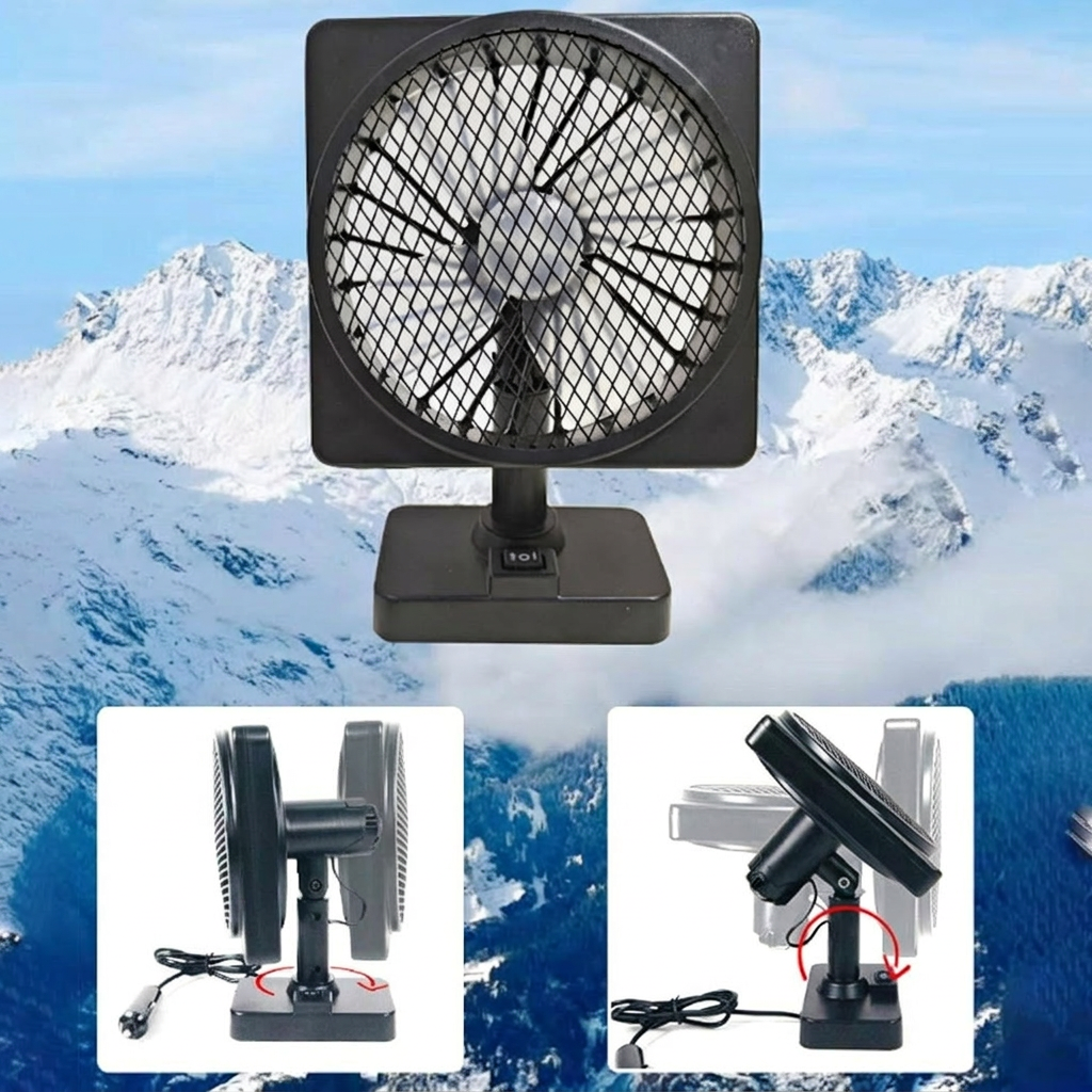 Draagbare 12V auto-koelventilator met 360°