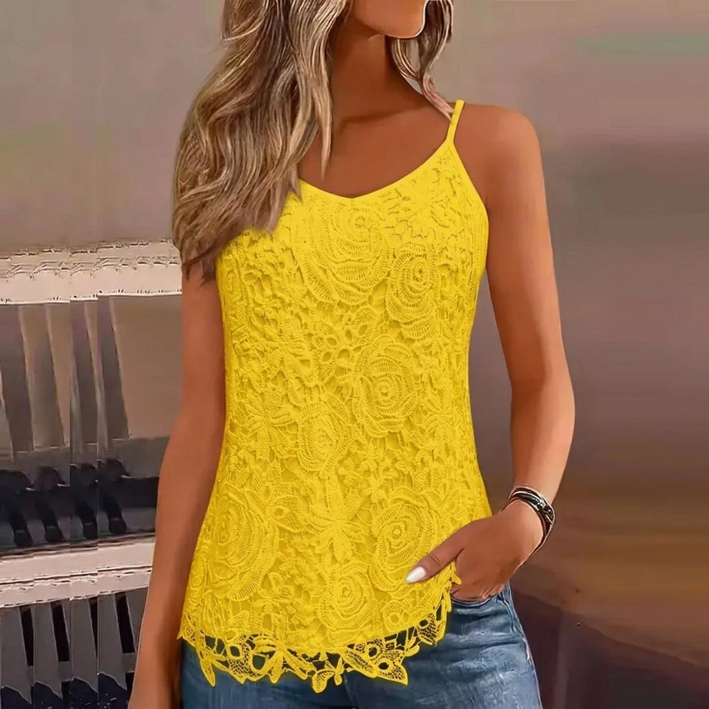 Dames Tanktop van Kant met V-Hals