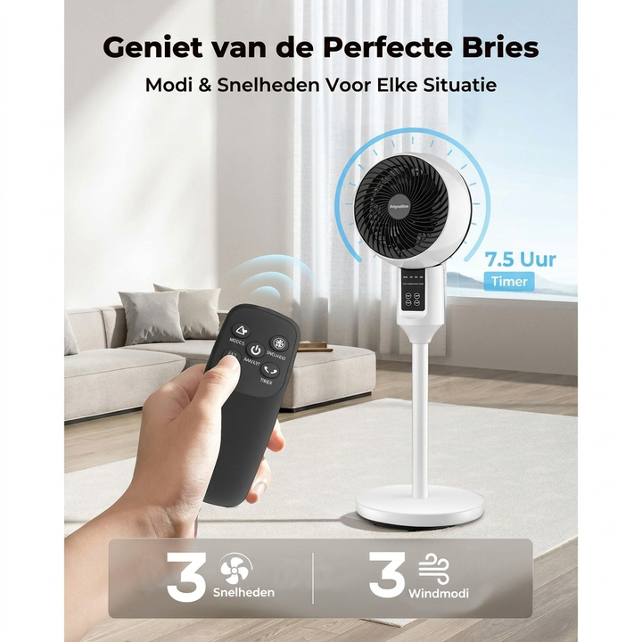 Verstelbare staande ventilator met 3D-oscillatie