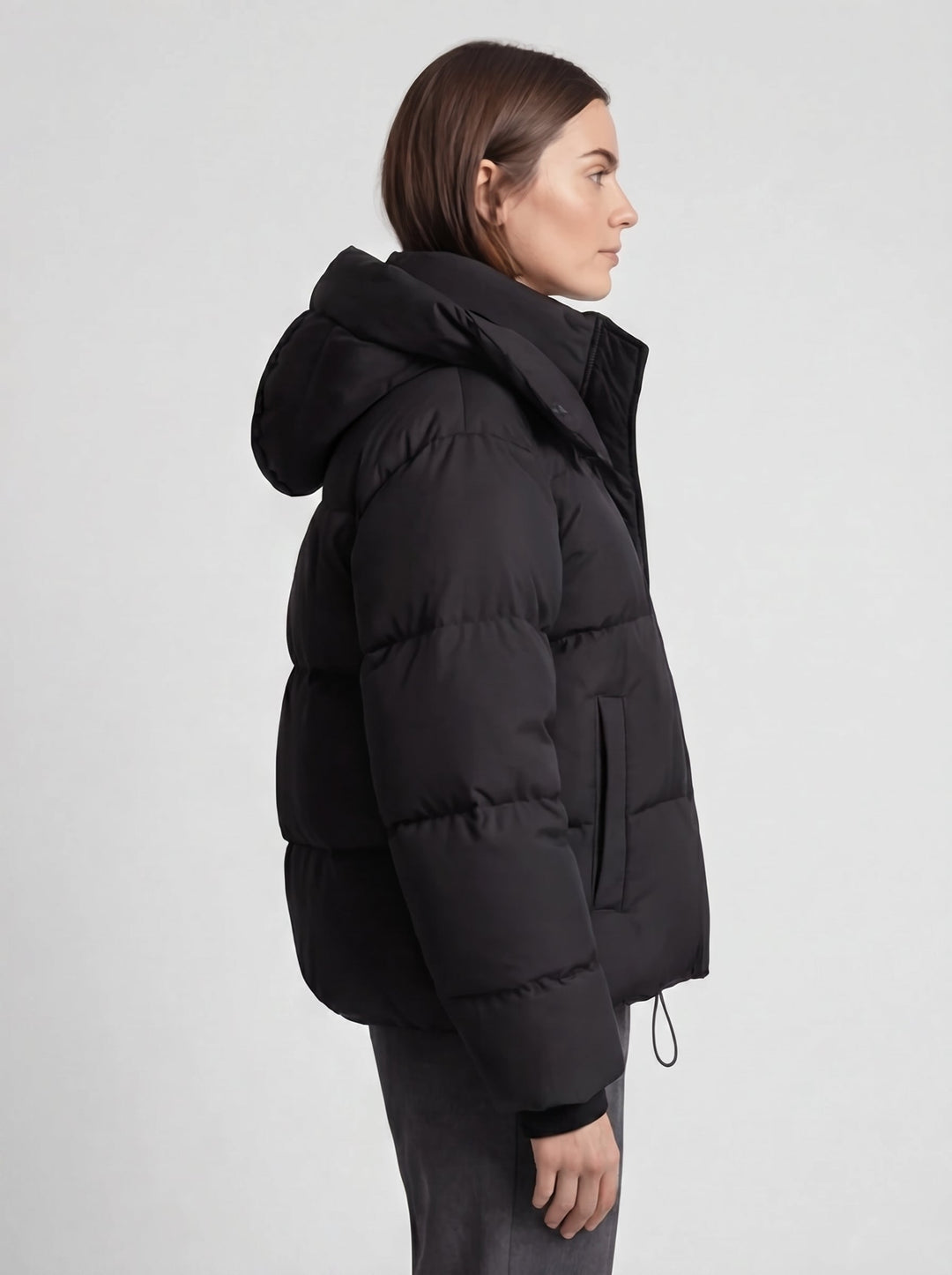 Dames winterjas met capuchon, oversized, korte gewatteerde jas