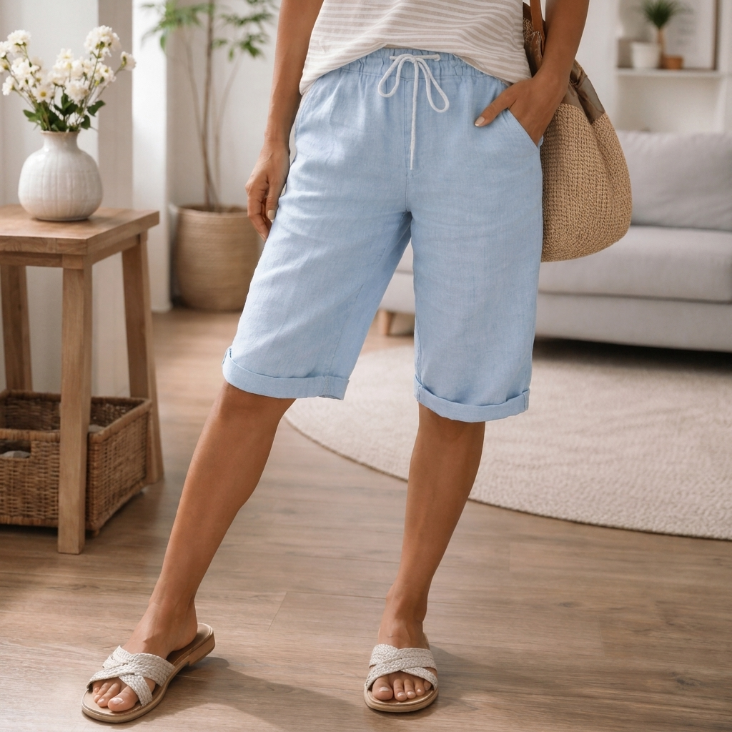 Dames-short met verstelbaar trekkoord