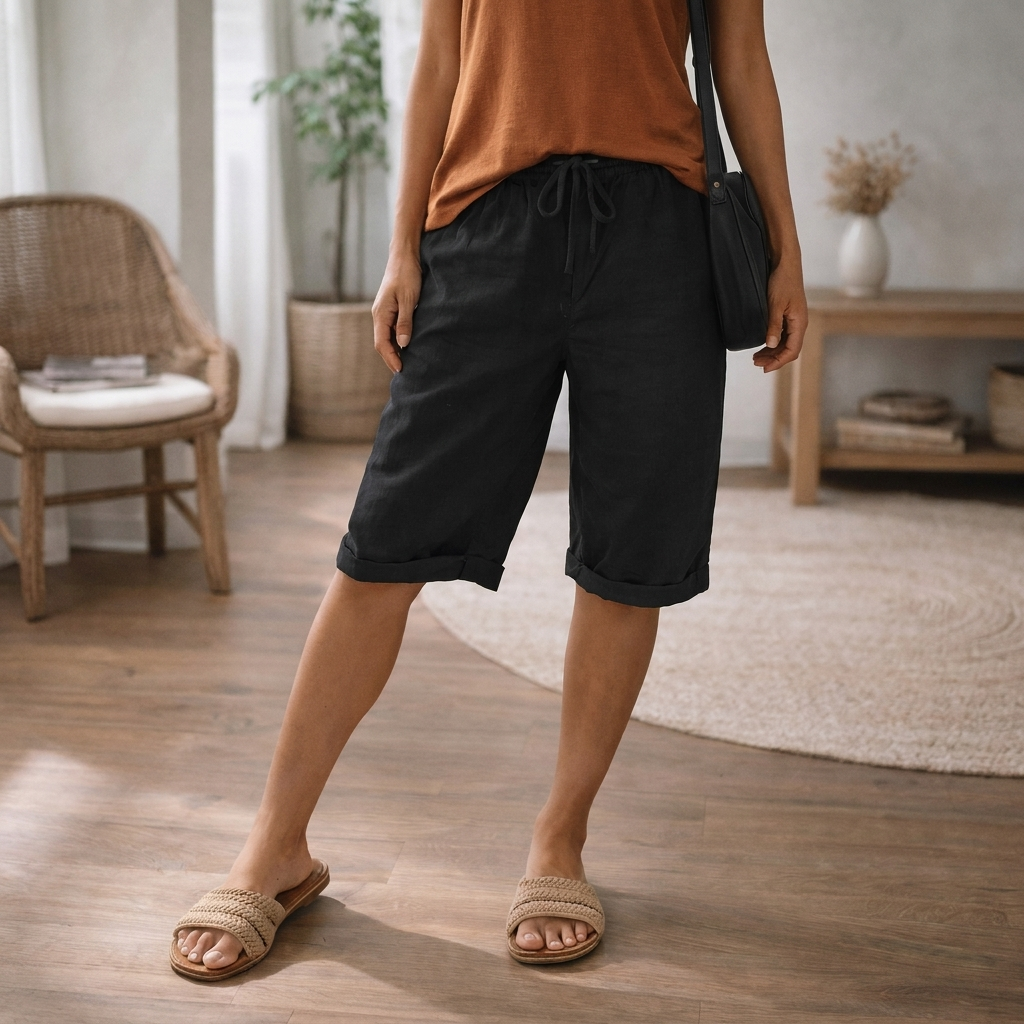 Dames-short met verstelbaar trekkoord
