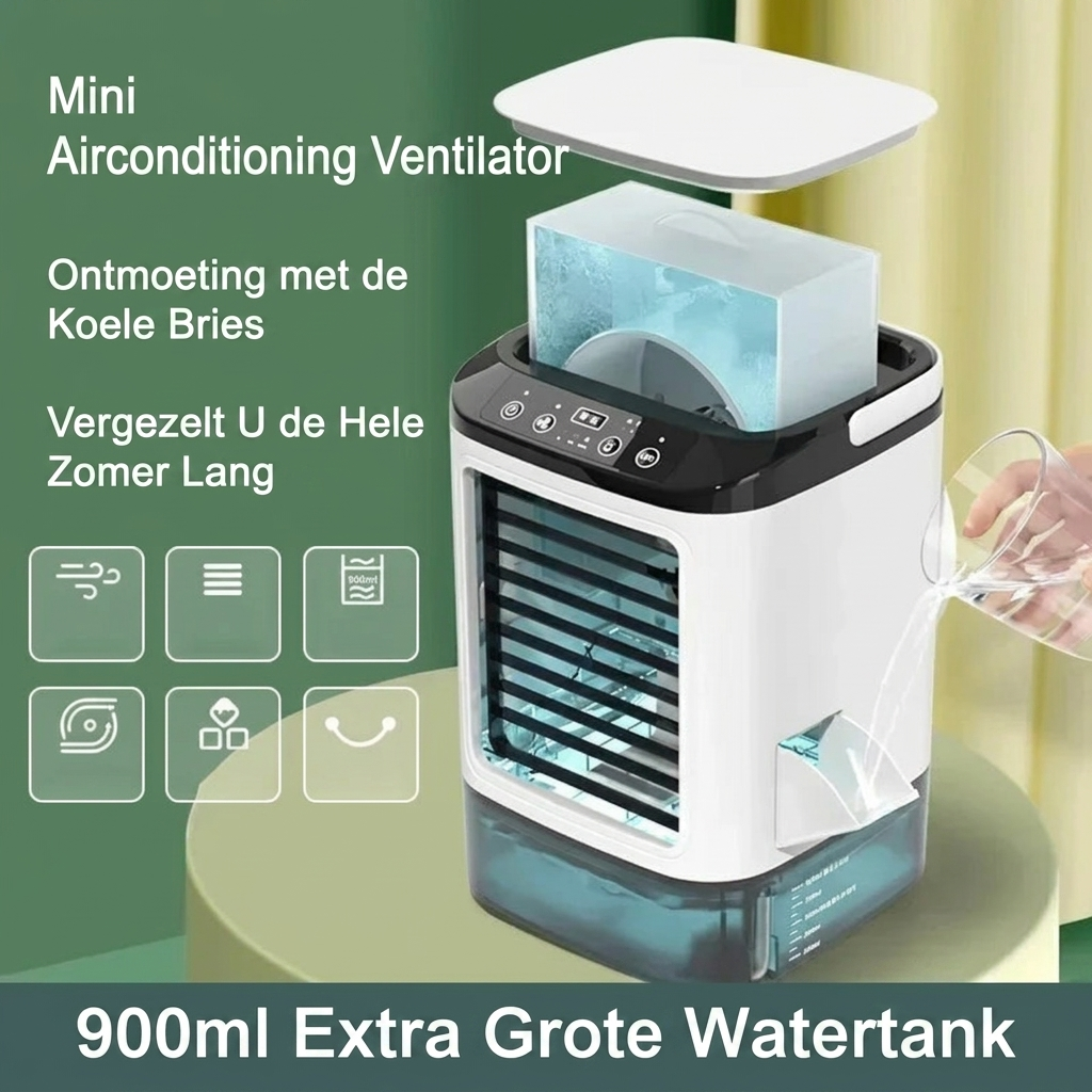 Compacte koelventilator met luchtbevochtiger