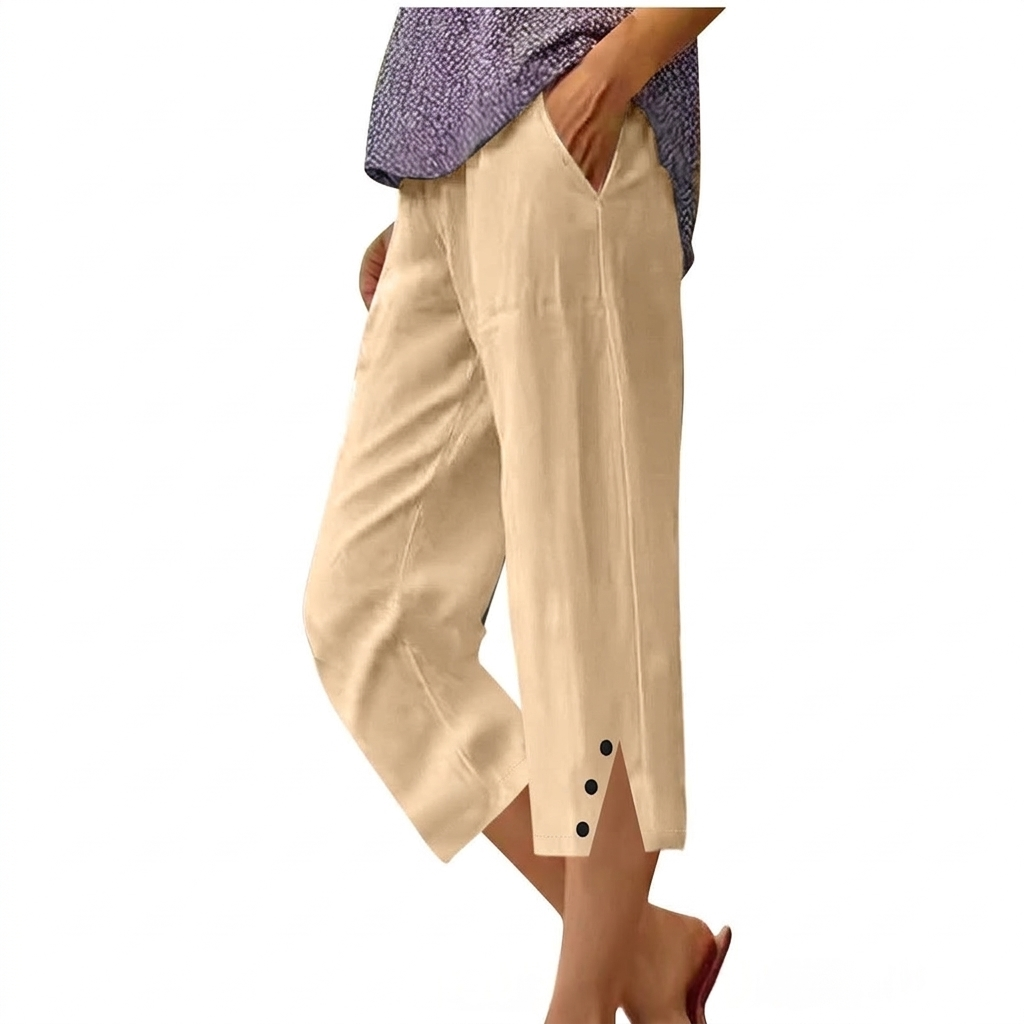 Hoge Taille Vrouwen Loose Fit Casual Broeken met Zakken