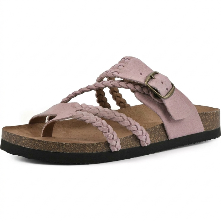 Elegante Europese Stijl Geweven Band Plat Sandalen voor Vrouwen