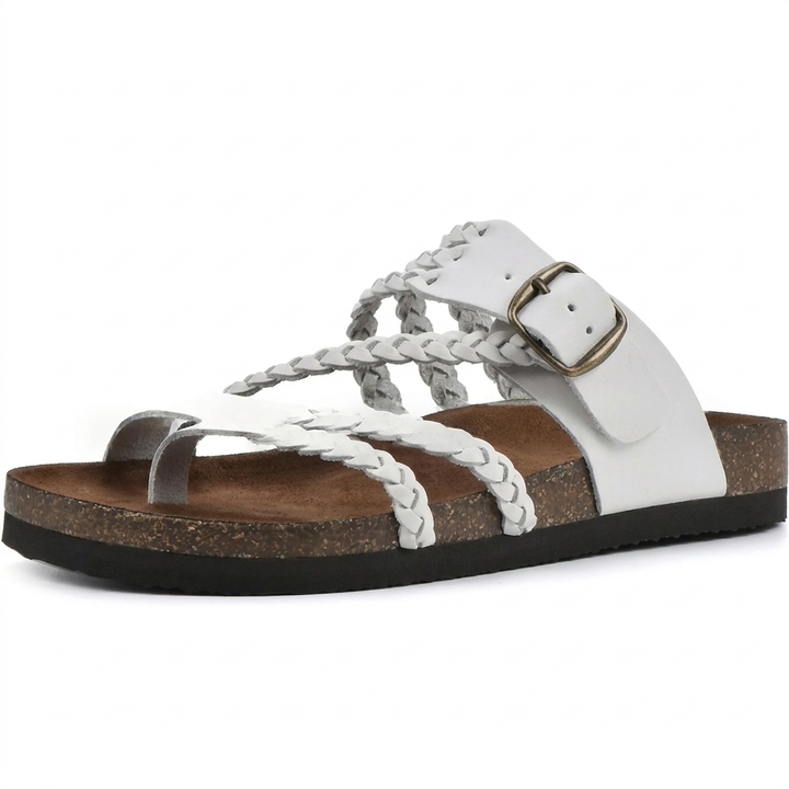 Elegante Europese Stijl Geweven Band Plat Sandalen voor Vrouwen