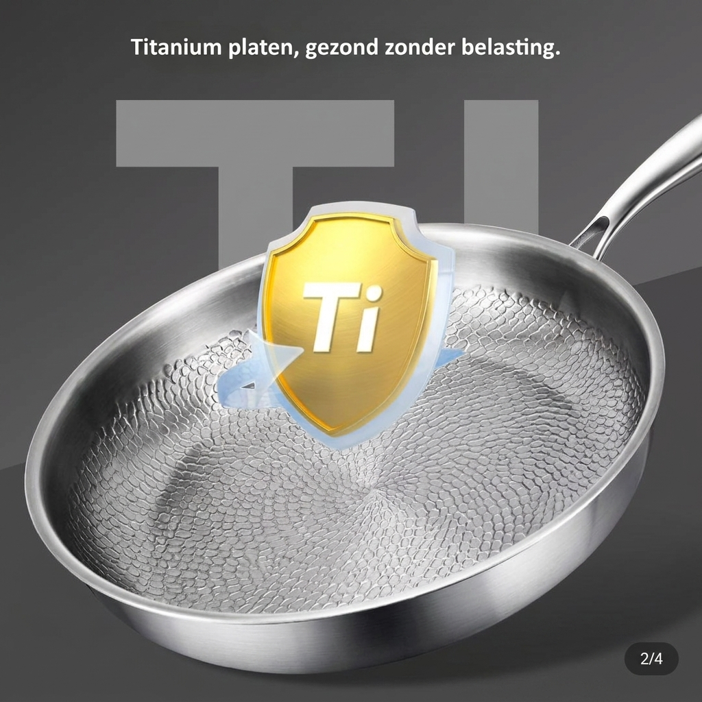 Onbedekte Titanium Biefstukpan Met Antiaanbaklaag