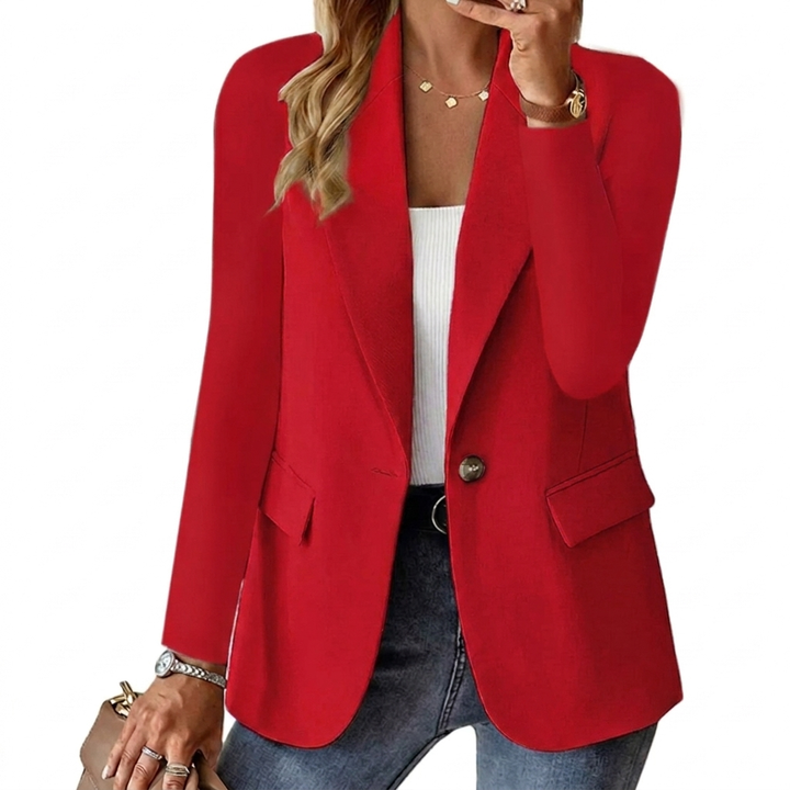 Dames Blazer met Reverskraag, Knoopsluiting en Lange Mouwen