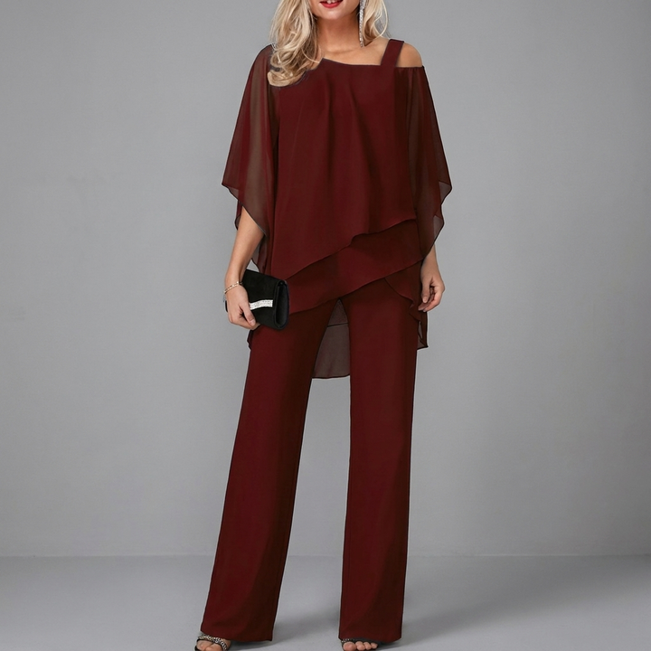 Dames Tweedelige Set met Batwing Top en Rechte Broek